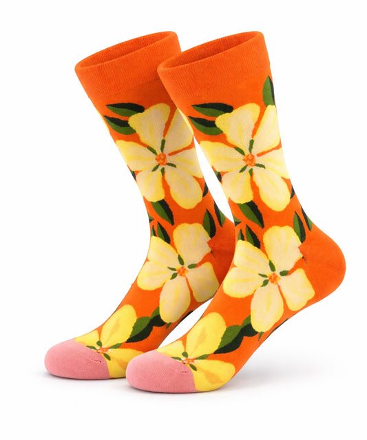Floral orange socks